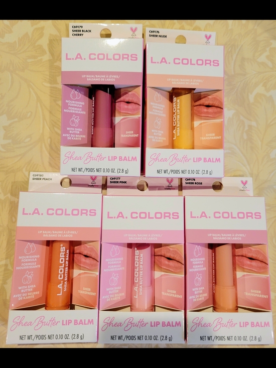 L.A. Colors Other - L.A. COLORS Shea Butter Lip Balm - Sheer Black Cherry, Nude, Peach, Pink & Rose
